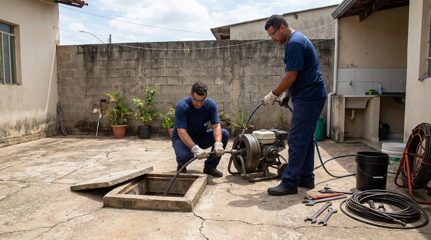 Desentupimento de esgoto residencial em Novo Hamburgo‑RS